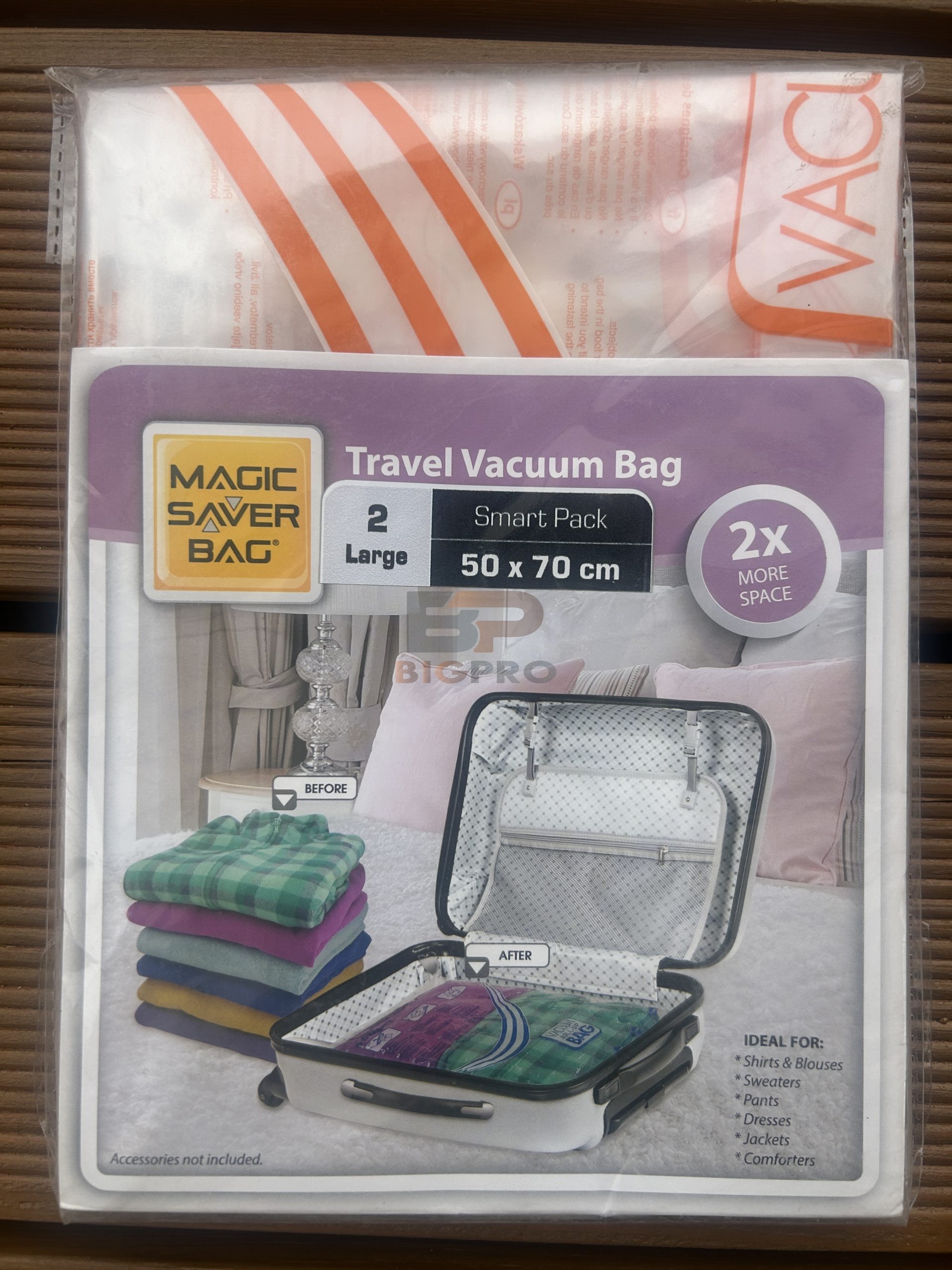 Vakuma maisi “Magic Saver Bag” ceļojumiem 50x70cm. 2gb komplektā.
